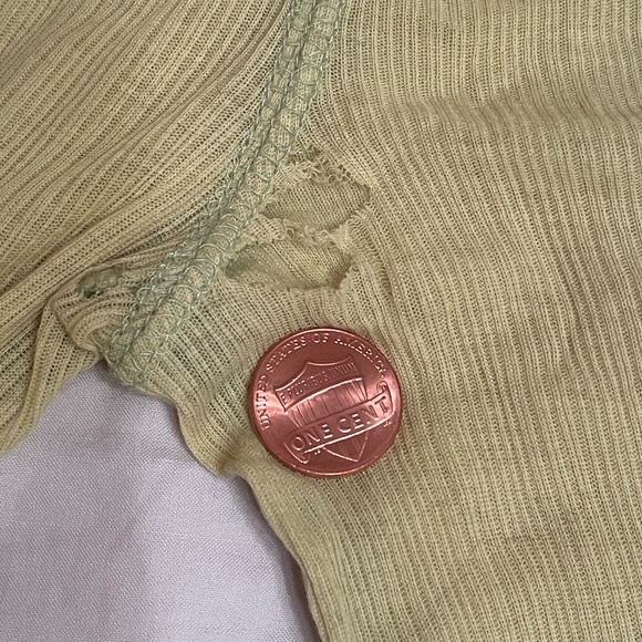 Ruehl No. 925 green layering Stretch Top XS vintage Long Sleeve  Scoop neck - Picture 3 of 9